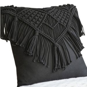 Phantoscope 100% Cotton Handmade Crochet Woven Boho with Tassels Pillowcase